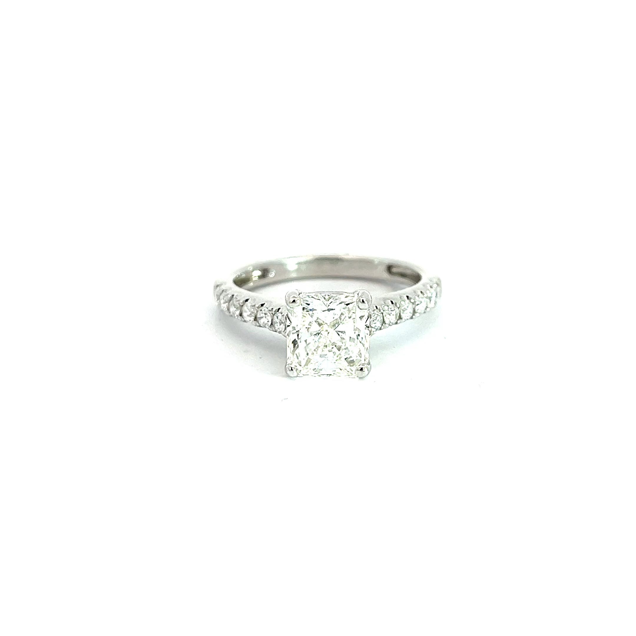 14k White Gold 1.78ct G VS2 Rectangular Cut Corner Diamond /.32ct G VS2 Round Diamond Ring Certified by GIA #2151345978