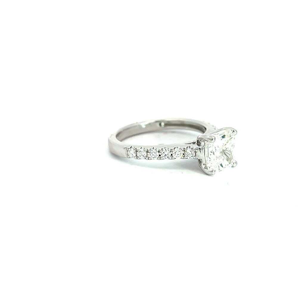 14k White Gold 1.78ct G VS2 Rectangular Cut Corner Diamond /.32ct G VS2 Round Diamond Ring Certified by GIA #2151345978