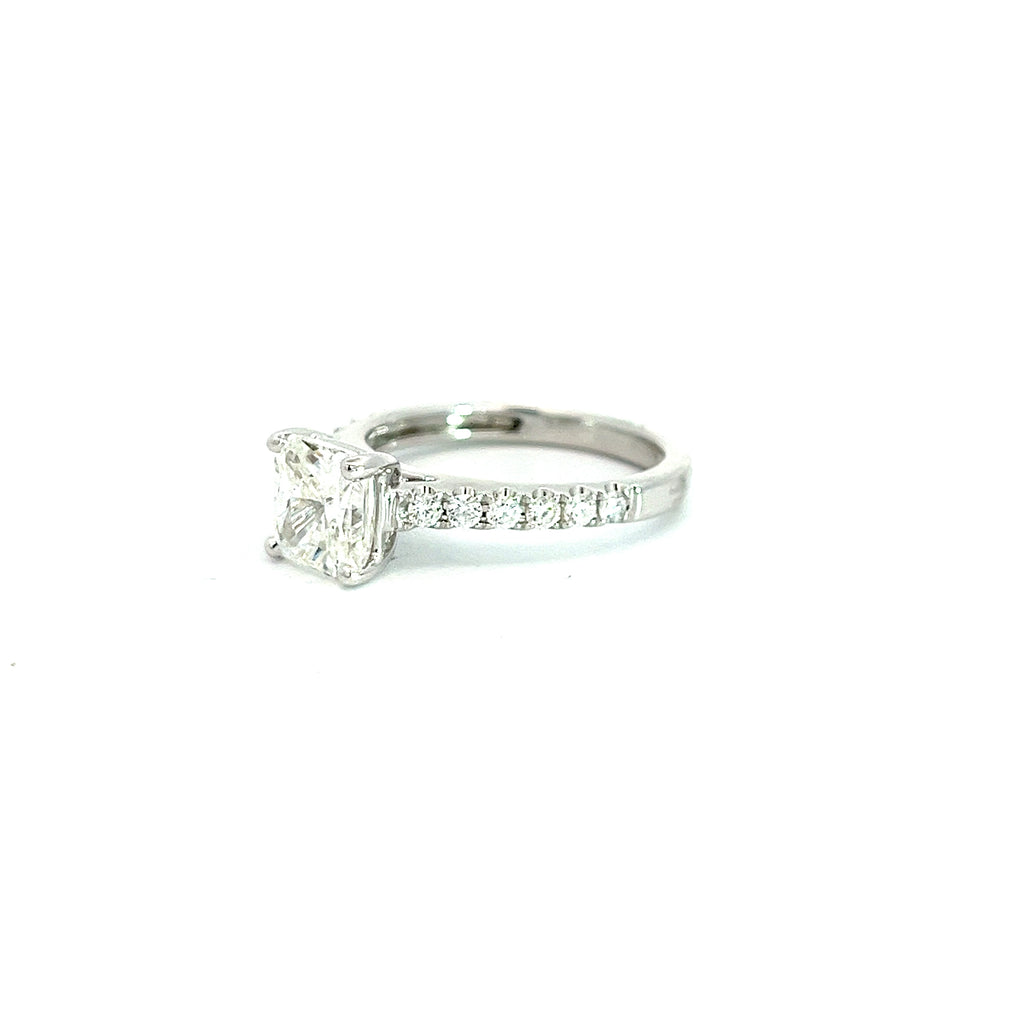 14k White Gold 1.78ct G VS2 Rectangular Cut Corner Diamond /.32ct G VS2 Round Diamond Ring Certified by GIA #2151345978