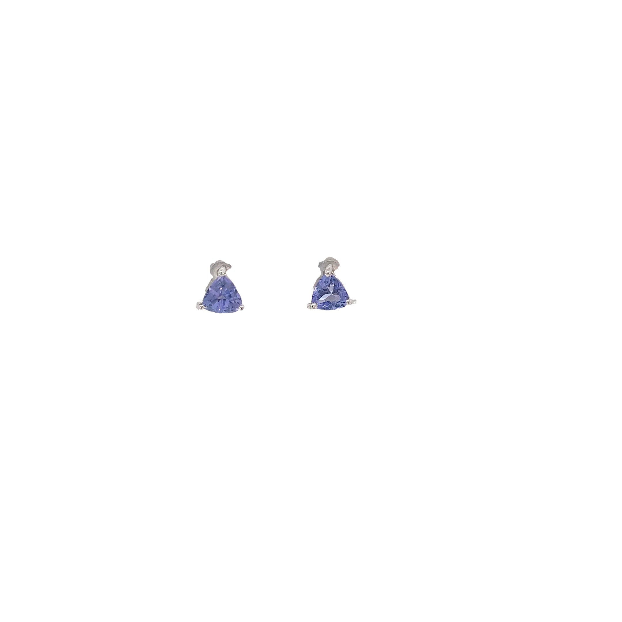 14k White Gold 1.50ct Trillion Shape Tanzanite Stud Earrings