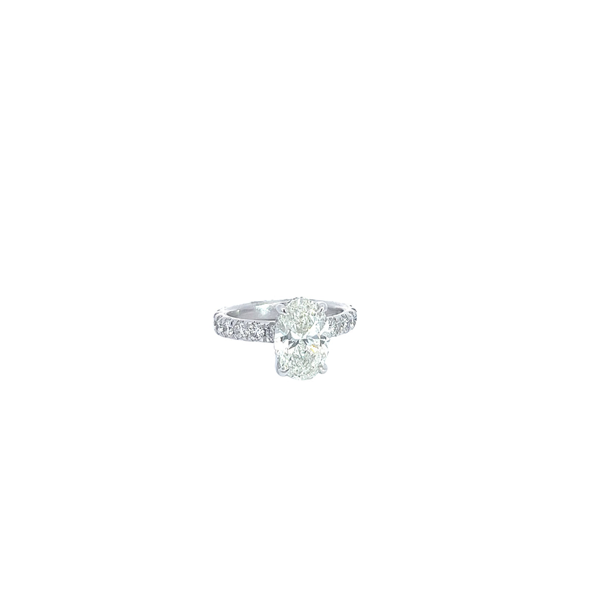 14k white gold 2.31ct oval F SI1 / 1.65ct diamond eternity under halo engagement ring