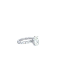 14k white gold 2.31ct oval F SI1 / 1.65ct diamond eternity under halo engagement ring