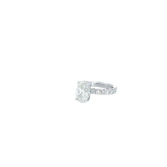 14k white gold 2.31ct oval F SI1 / 1.65ct diamond eternity under halo engagement ring