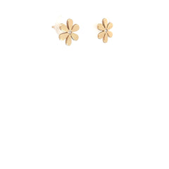 14k Yellow Gold Daisy Flower with Diamond Stud Baby Earrings