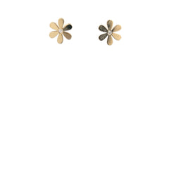 14k Yellow Gold Daisy Flower with Diamond Stud Baby Earrings