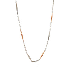 14k Rose and White Gold Diamond Cut Rose Barrell Anklet 12" inches