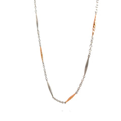 14k Rose and White Gold Diamond Cut Rose Barrell Anklet 12" inches