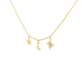 14k Yellow Gold Moon/ Star and North Star Gold Necklace