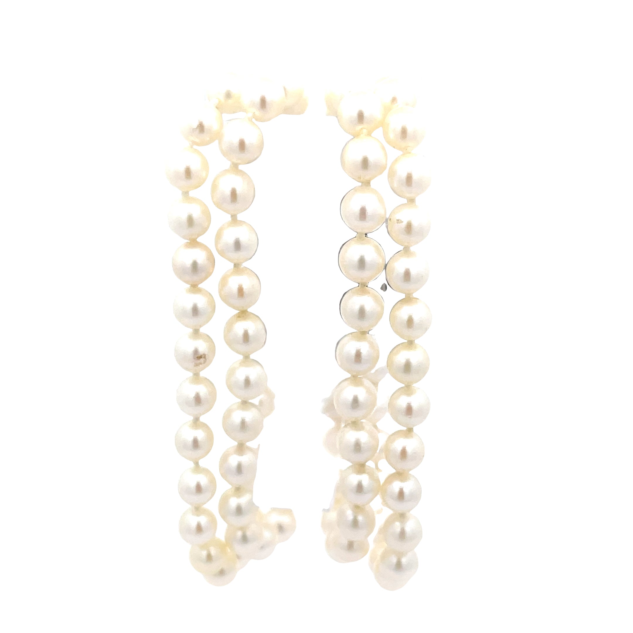14k white gold 4 Strand 6mm Fresh Water White  Pearl Bracelet with 1.23ct G Si1 Round  Diamond Clasp