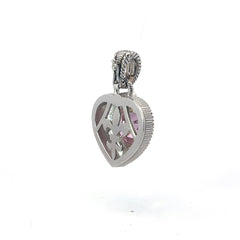 Pre-Owned Judith Ripka 925 Cz and Pink Diamonique Heart Enhancer Pendant