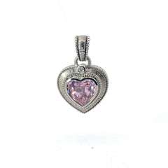 Pre-Owned Judith Ripka 925 Cz and Pink Diamonique Heart Enhancer Pendant