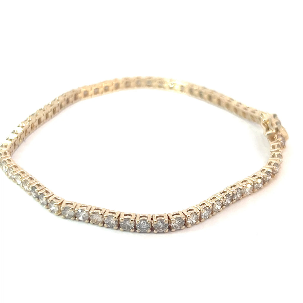 14k Yellow Gold 4.40ct J SI1 Round Diamond Tennis Bracelet