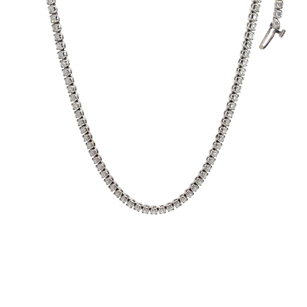 14K WHITE GOLD 6.5CT G SI1 DIAMOND TENNIS NECKLACE