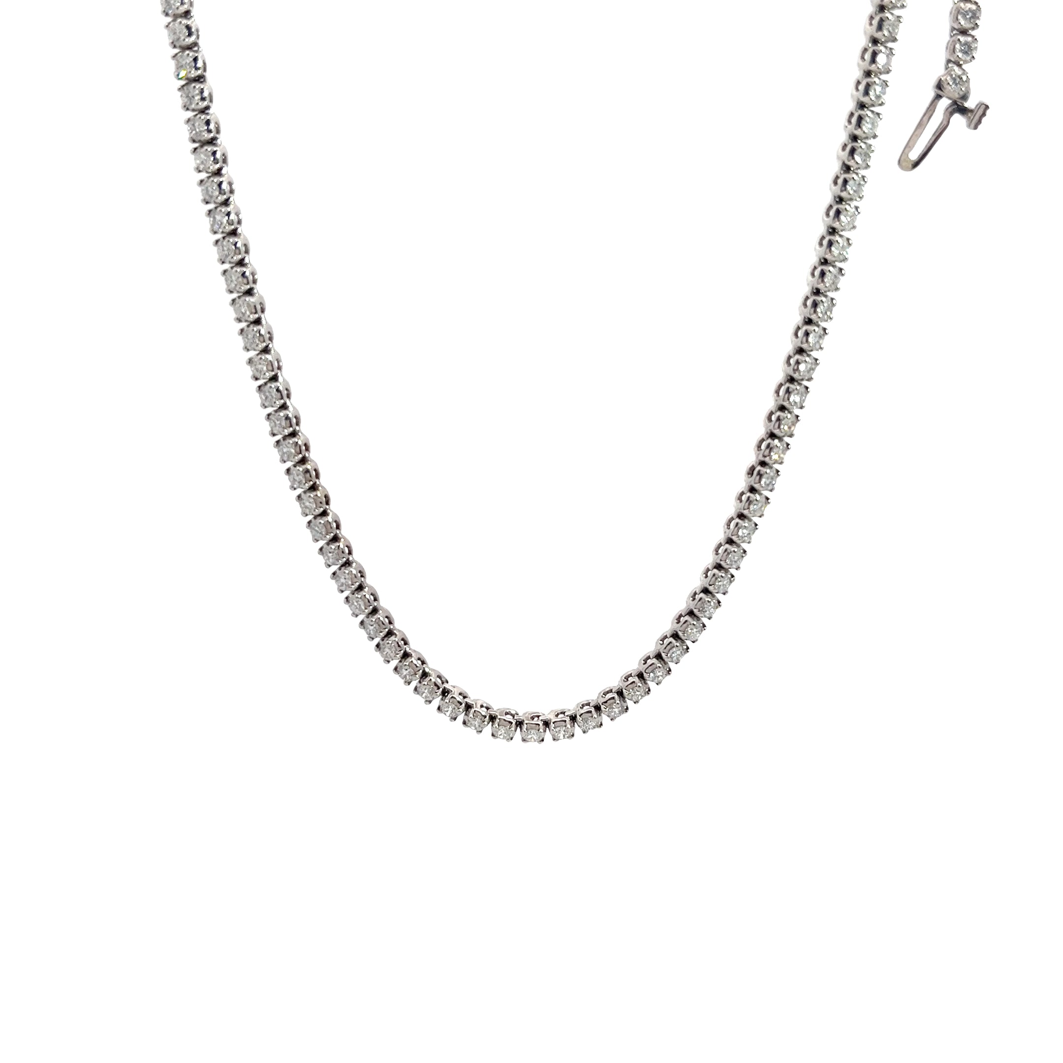 14K WHITE GOLD 6.5CT G SI1 DIAMOND TENNIS NECKLACE