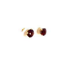 14k Yellow Gold 3.00ct Round Garnet Stud Earrings