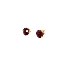 14k Yellow Gold 3.00ct Round Garnet Stud Earrings