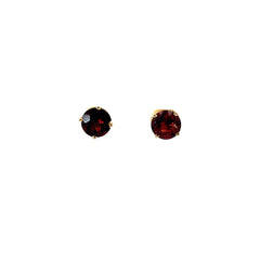 14k Yellow Gold 3.00ct Round Garnet Stud Earrings