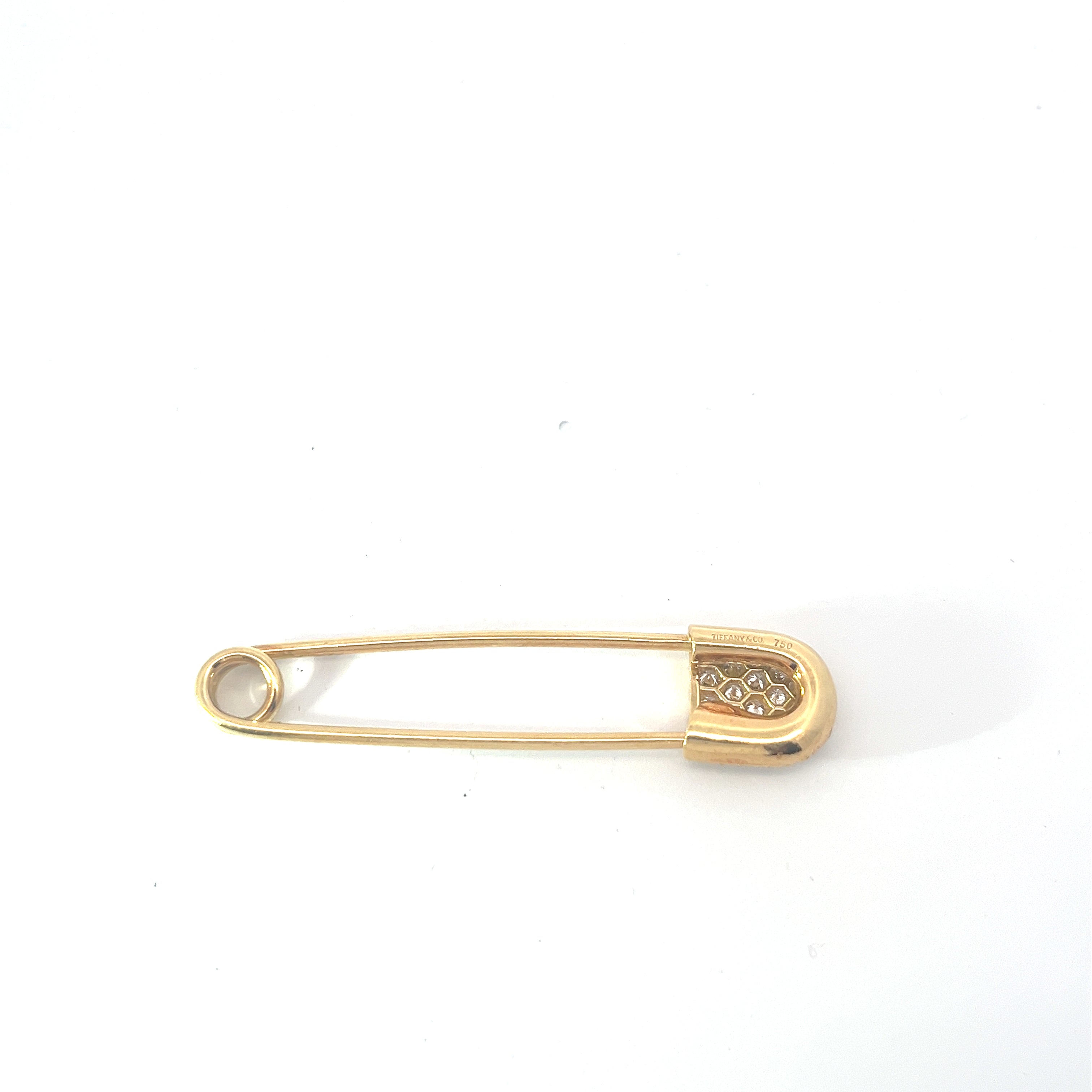 Pre-Owed Pave Tiffany & Co. 18k Yellow Gold with Round Diamond Safely/Diaper Pin