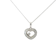 14k White Gold .25ct G VS2 Round Happy Diamond Heart Pendant