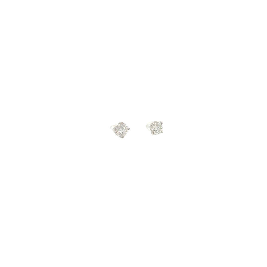 14k white gold .90CT F SI1 Round  Diamond Stud earrings