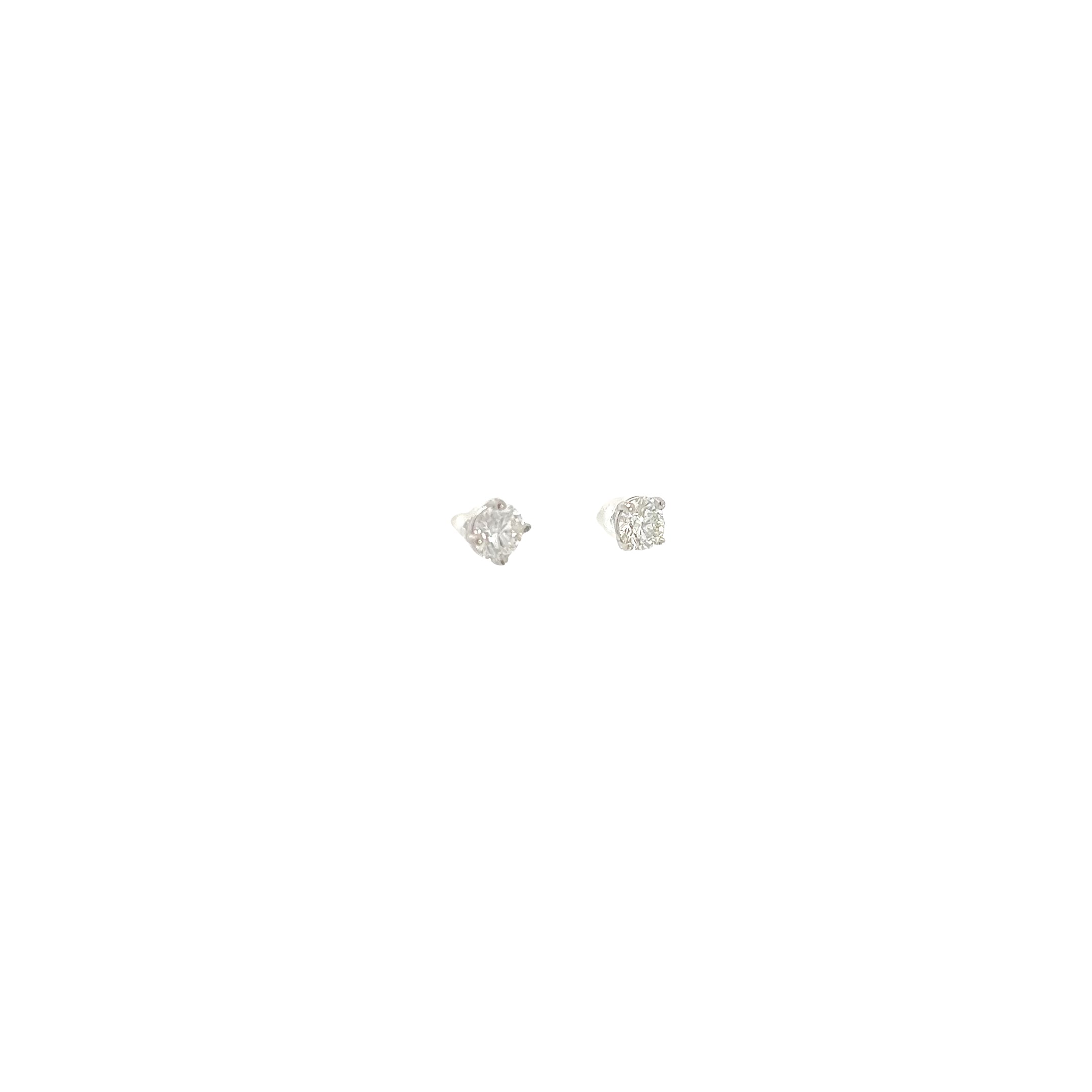 14k white gold .90CT F SI1 Round  Diamond Stud earrings