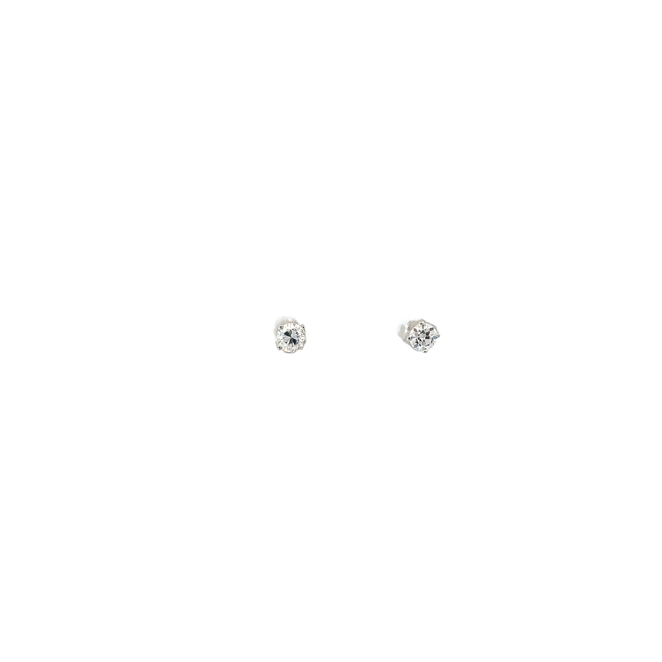 14k White Gold .38ct G VS2 Old Mine Cut Diamond Stud Earrings