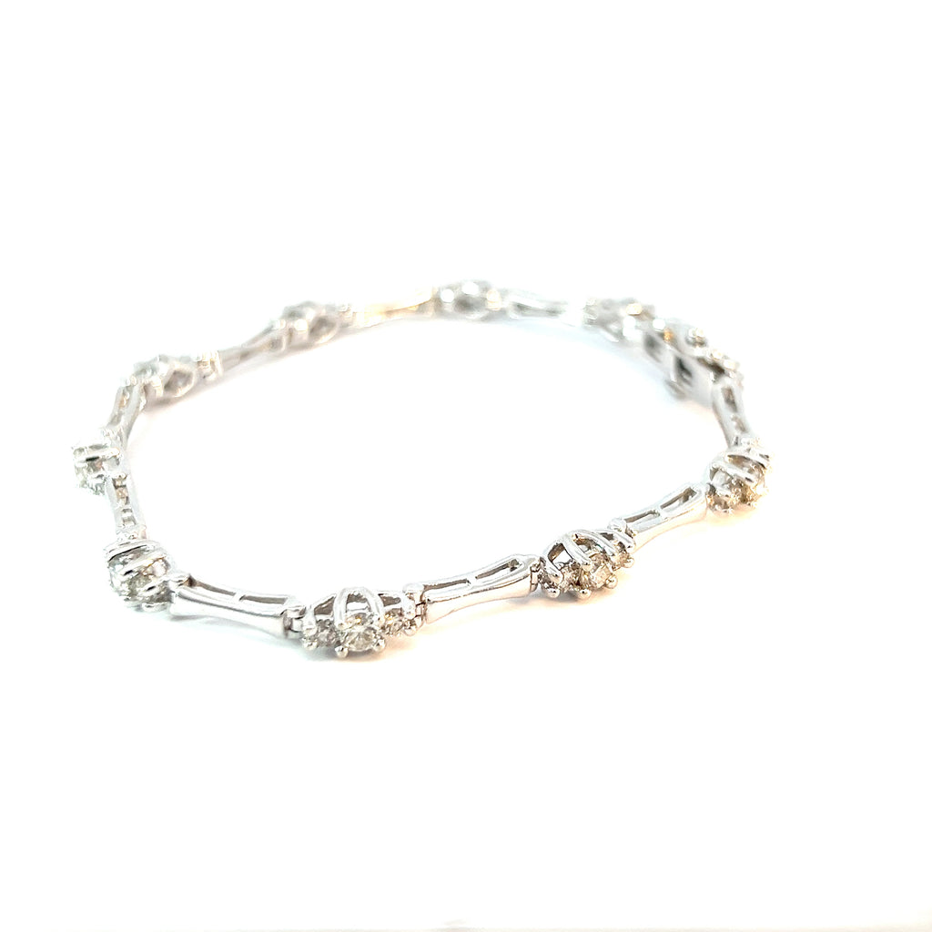 14K White Gold 2.00ct G SI1 / VS2  Round Diamond Tennis Bracelet 10.3 gram 7" inch