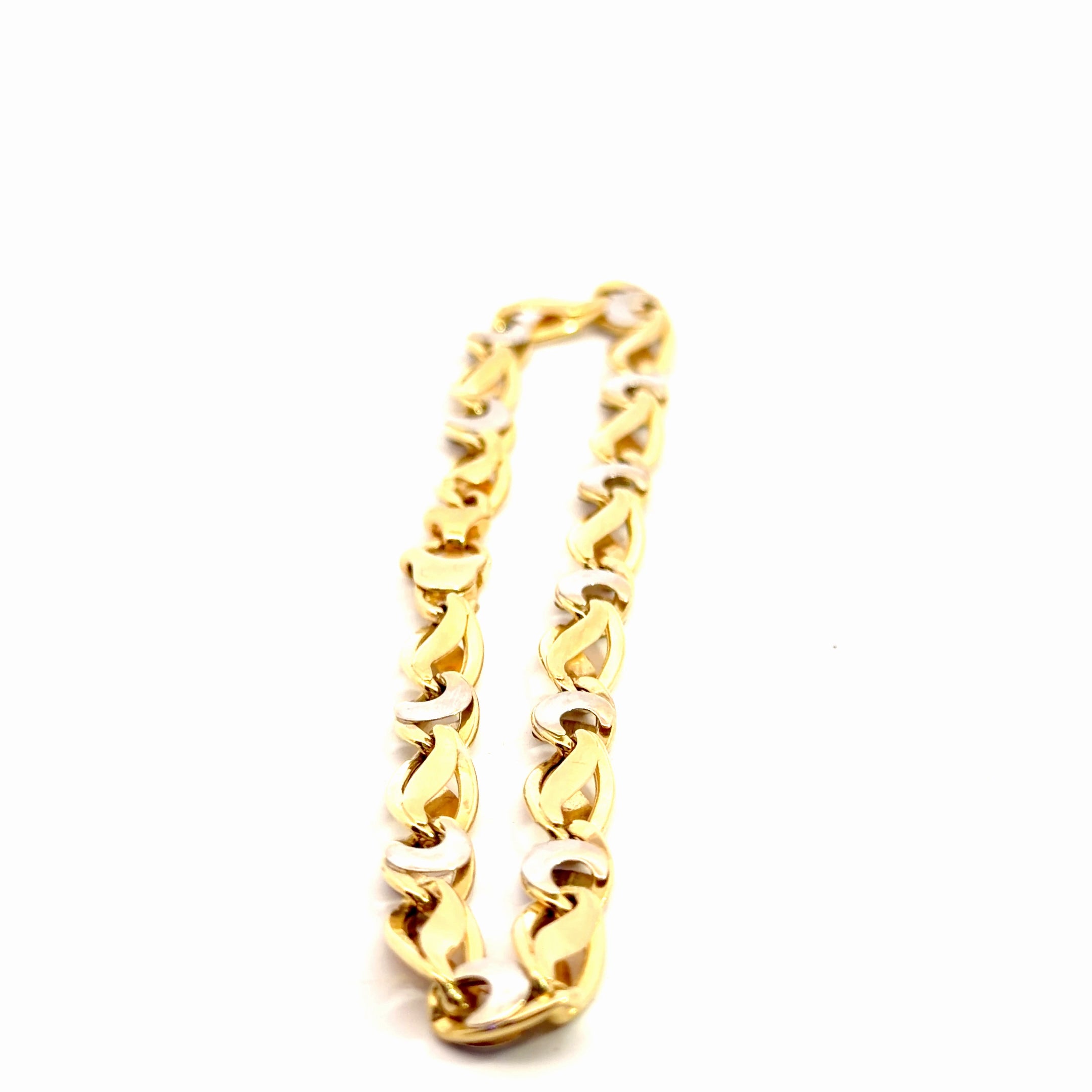 18k Two Tone 6.1 gram Hand Polish Men Link Bracelet 8"inch