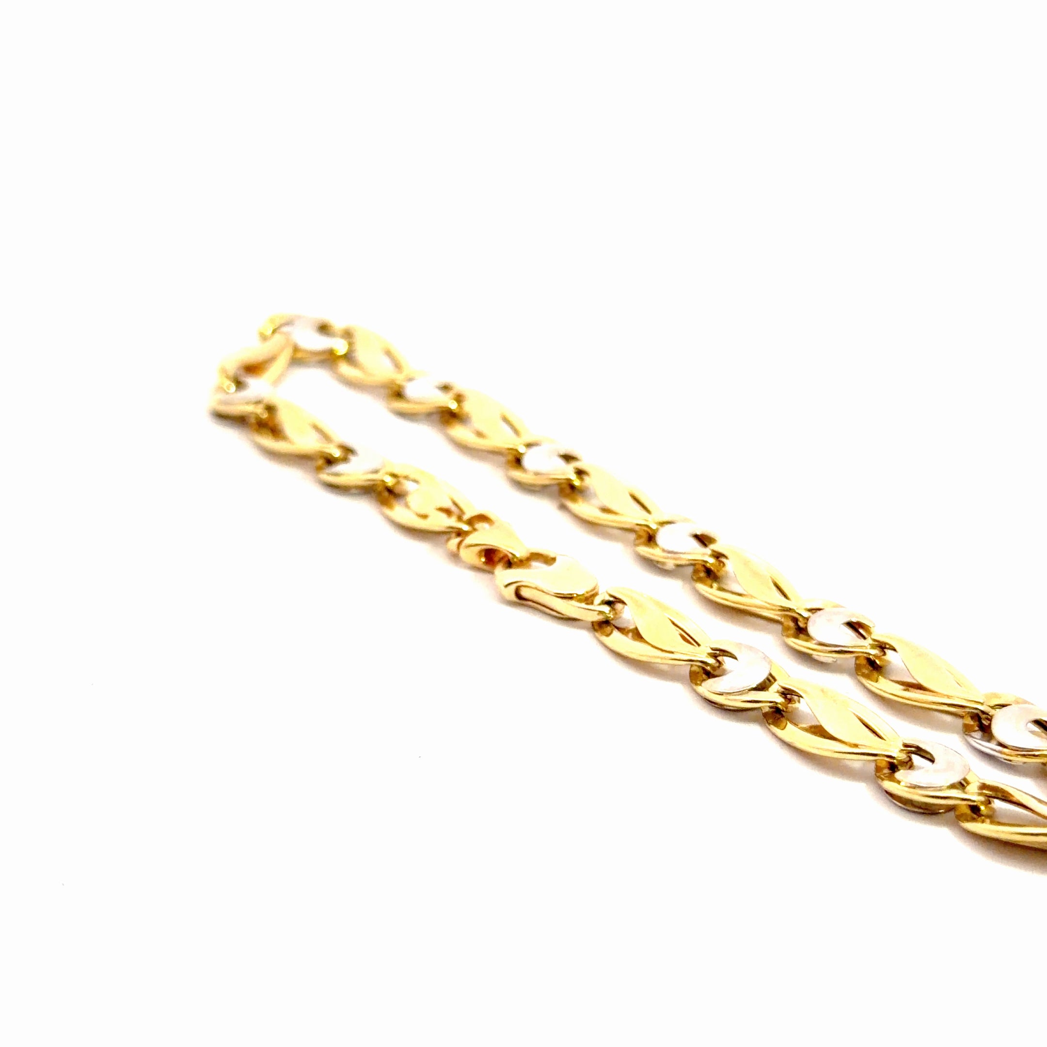 18k Two Tone 6.1 gram Hand Polish Men Link Bracelet 8"inch