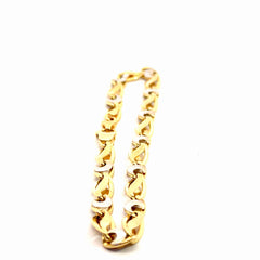 18k Two Tone 6.1 gram Hand Polish Men Link Bracelet 8"inch