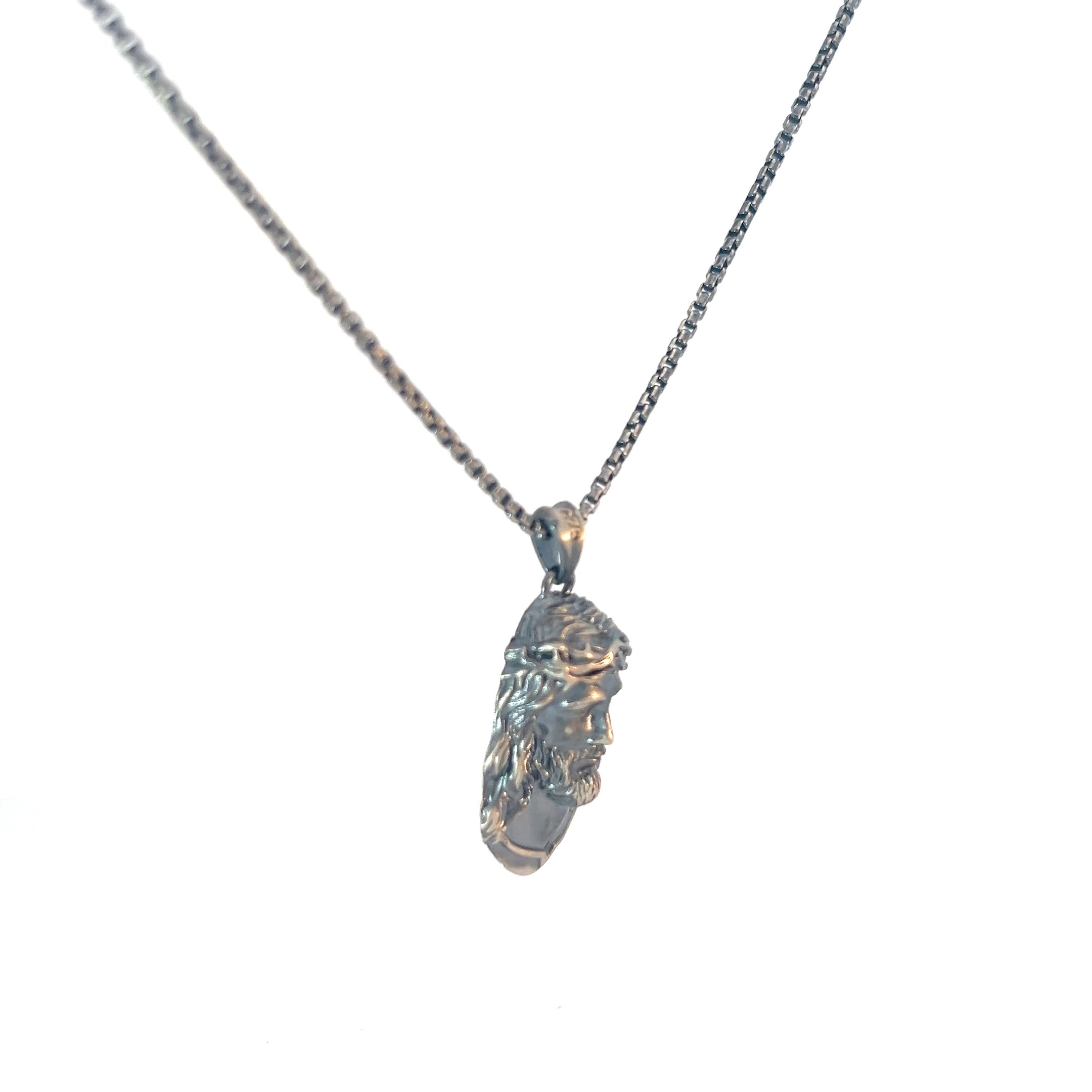 Sterling Silver 20.0 Gram Necklace with Jesus Face Pendant