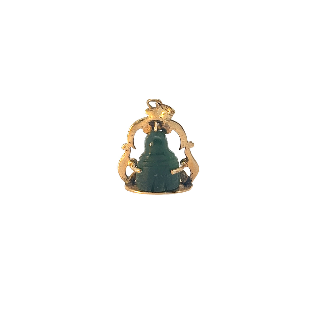 14k Yellow Gold Vintage Jade Buddah Pendant