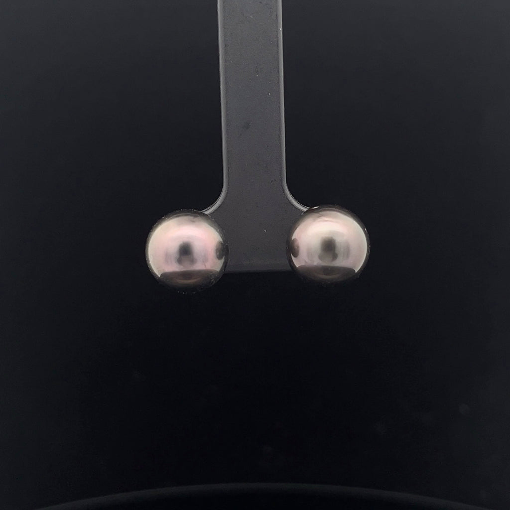14k White Gold Tahitian Pearl 10mm Stud Earrings