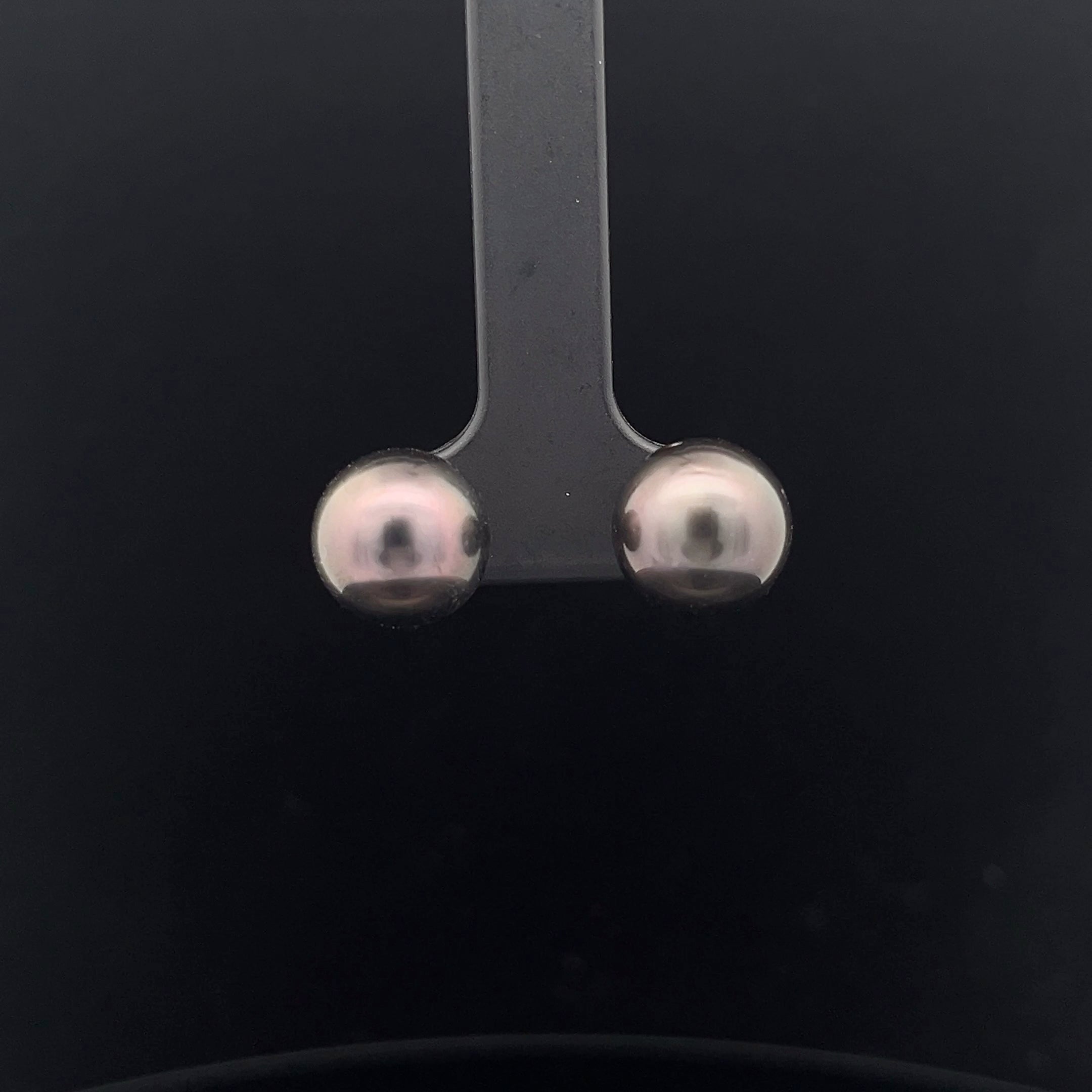 14k White Gold Tahitian Pearl 10mm Stud Earrings