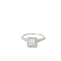 14k White Gold 1.02ct E SI2 Princess Cut / .58ct E VS2 Round Diamond Engagement Ring