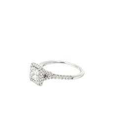 14k White Gold 1.02ct E SI2 Princess Cut / .58ct E VS2 Round Diamond Engagement Ring