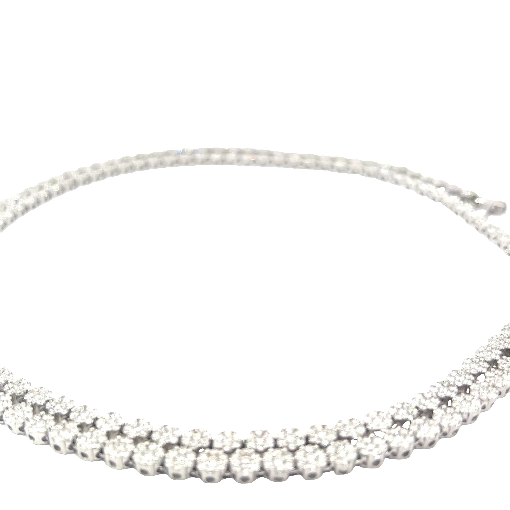 18k White Gold 21.00ct F VS2 Round Diamond Flower Set Tennis Necklace 30 inch