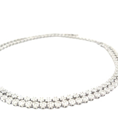 18k White Gold 21.00ct F VS2 Round Diamond Flower Set Tennis Necklace 30 inch