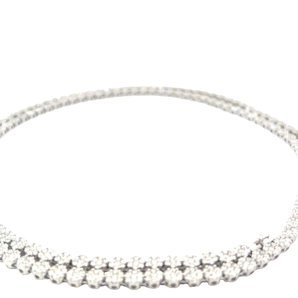 18k White Gold 21.00ct F VS2 Round Diamond Flower Set Tennis Necklace 30 inch