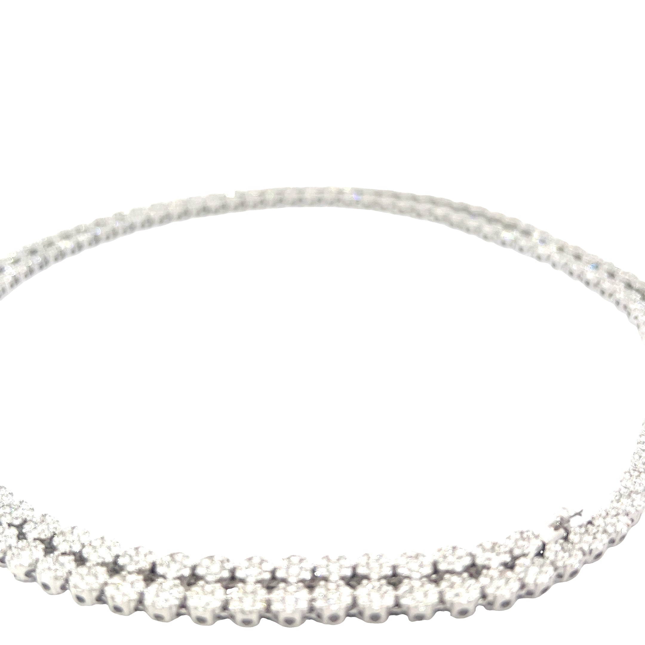 18k White Gold 21.00ct F VS2 Round Diamond Flower Set Tennis Necklace 30 inch