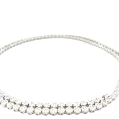 18k White Gold 21.00ct F VS2 Round Diamond Flower Set Tennis Necklace 30 inch