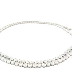 18k White Gold 21.00ct F VS2 Round Diamond Flower Set Tennis Necklace 30 inch