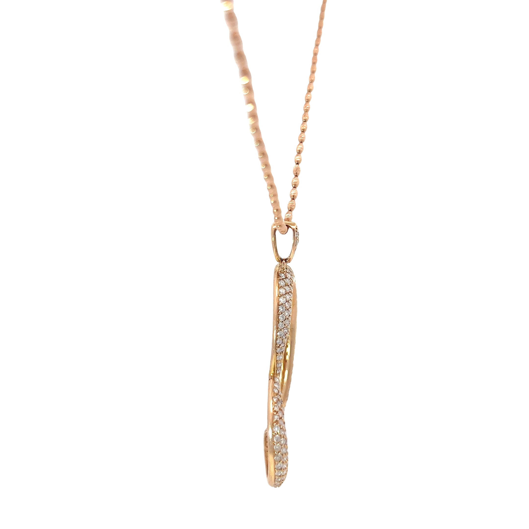 18k Rose Gold 2.36CT F SI1 Round Diamond 2 inch Heart Pendant