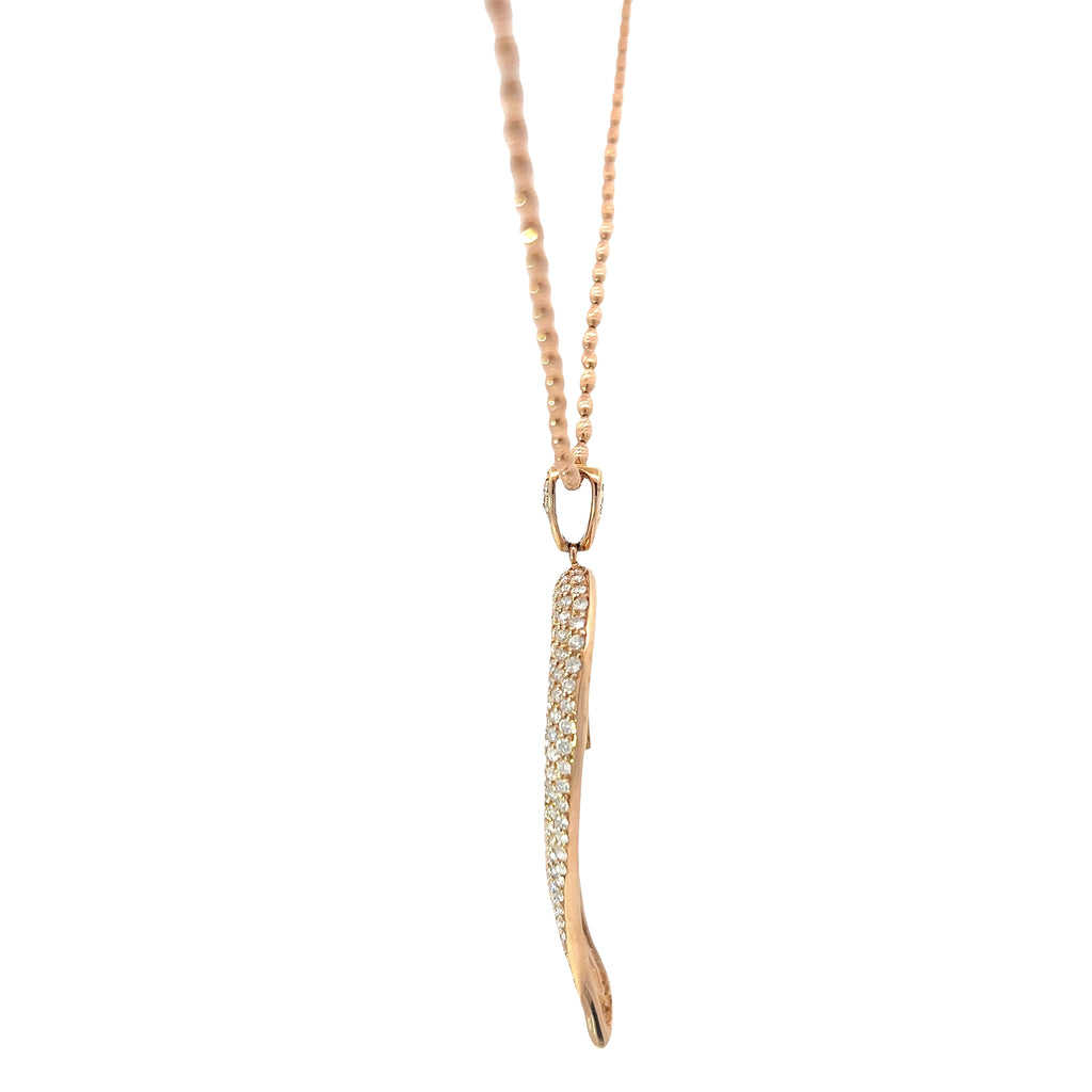 18k Rose Gold 2.36CT F SI1 Round Diamond 2 inch Heart Pendant