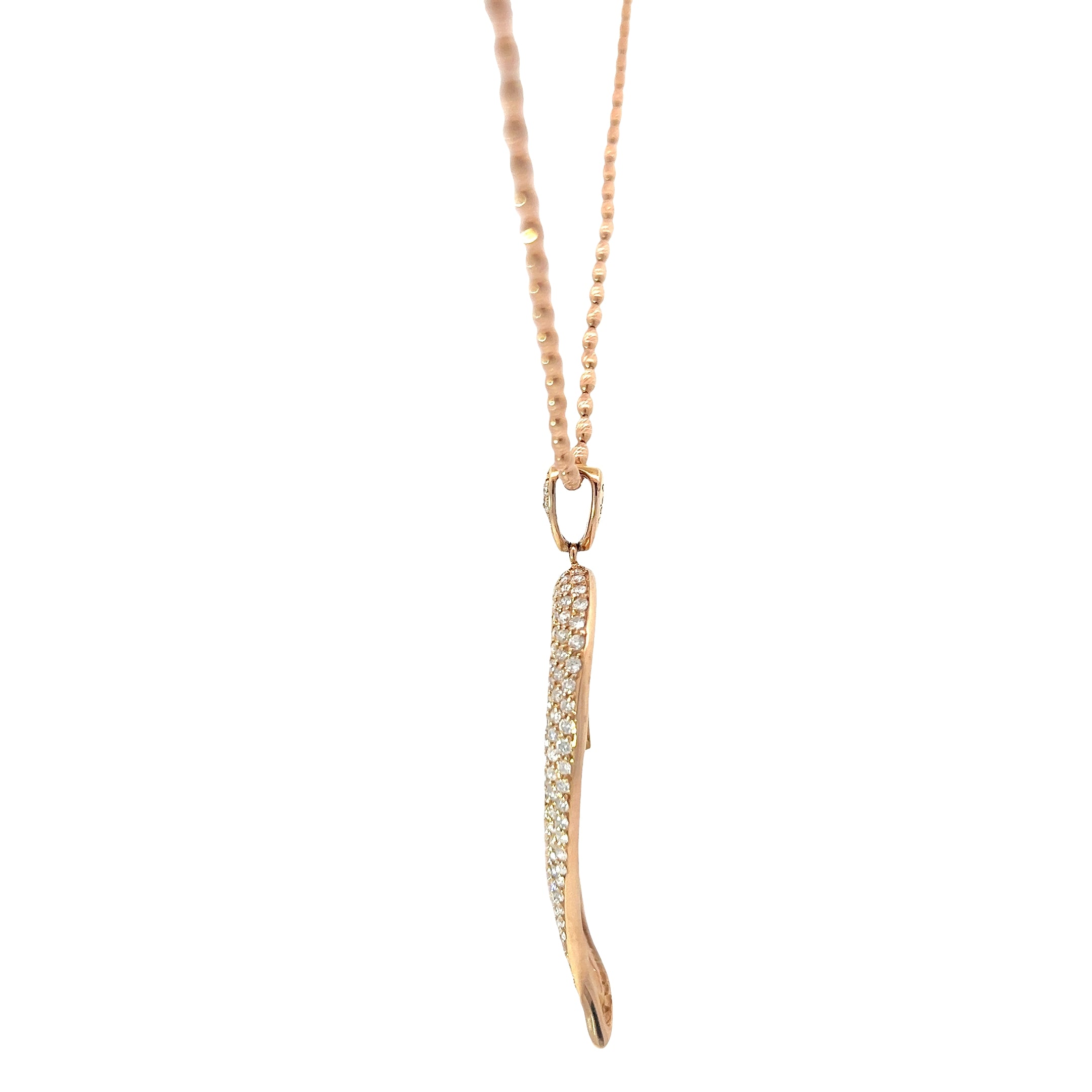 18k Rose Gold 2.36CT F SI1 Round Diamond 2 inch Heart Pendant
