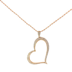 18k Rose Gold 2.36CT F SI1 Round Diamond 2 inch Heart Pendant