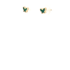14k Yellow Gold Butterfly Enamel Stud Baby Earrings