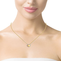 14k White Gold .15ct G SI1 Round Diamond Ethiopian Opal Pendant