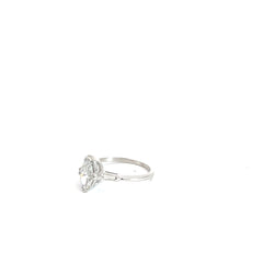 18k White Gold .91ct F SI2  Marquise Shaped Diamond / .10ct I1 Tapered Baguette Diamond  Engagement Ring Size 5 3/4