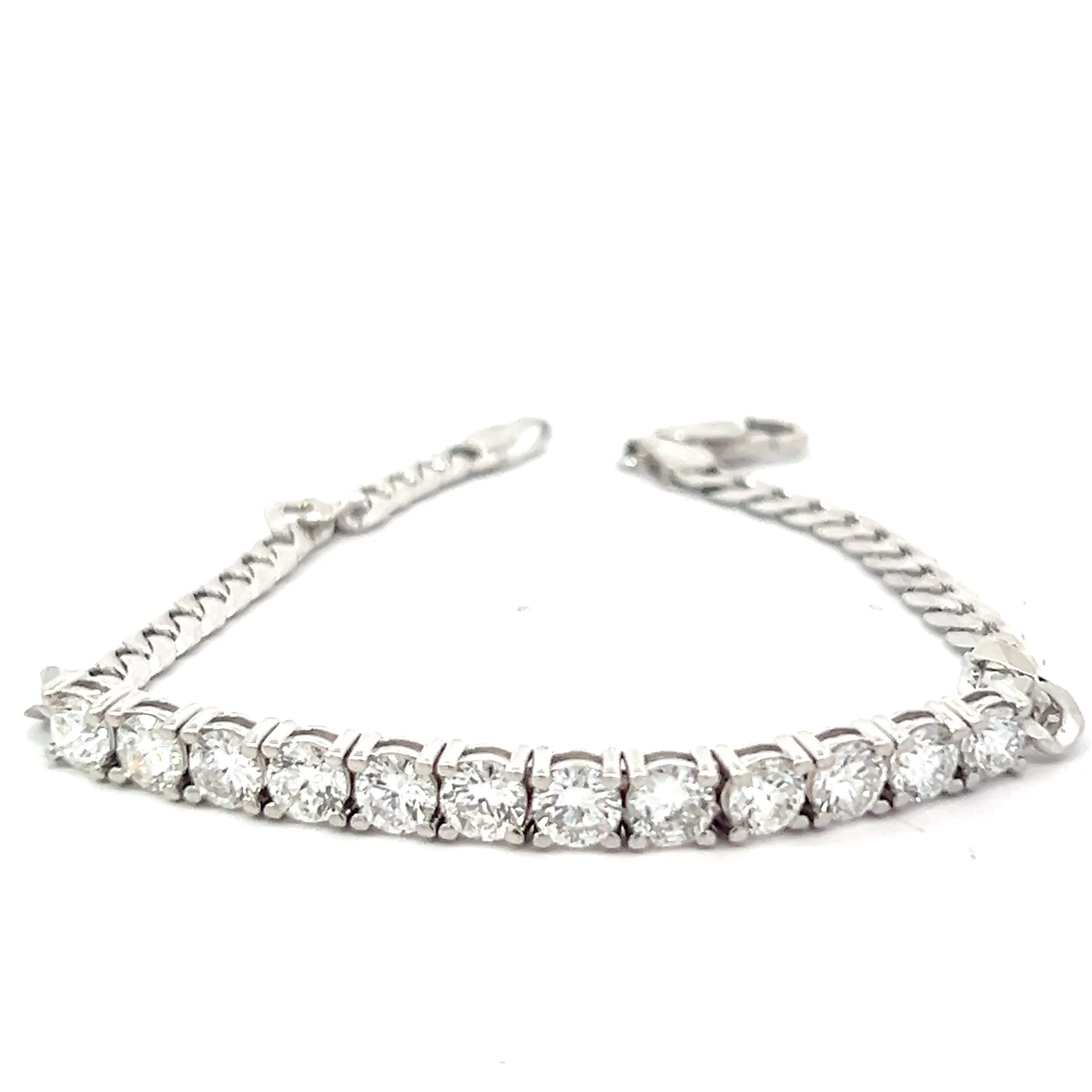 14k White Gold 3.56ct F VS2 (12) Round Diamond 1/2 Tennis Bracelet